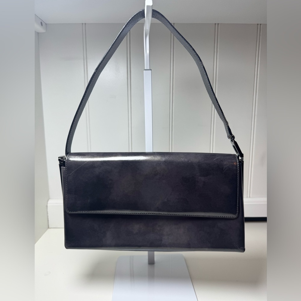 Salvatore Ferragamo Women’s Gray Patented Leather Shoulder Handbag